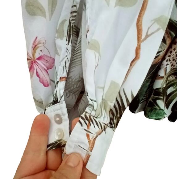 H&M Women's Jungle Blouse NWT 14 Animal Print Jaguar Cat Oversized Tropical - Picture 7 of 9